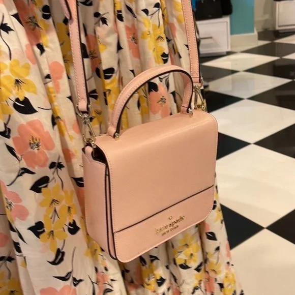 Kate Spade Staci Square Crossbody Saffiano Leather Chalk Pink - Picture 4 of 16